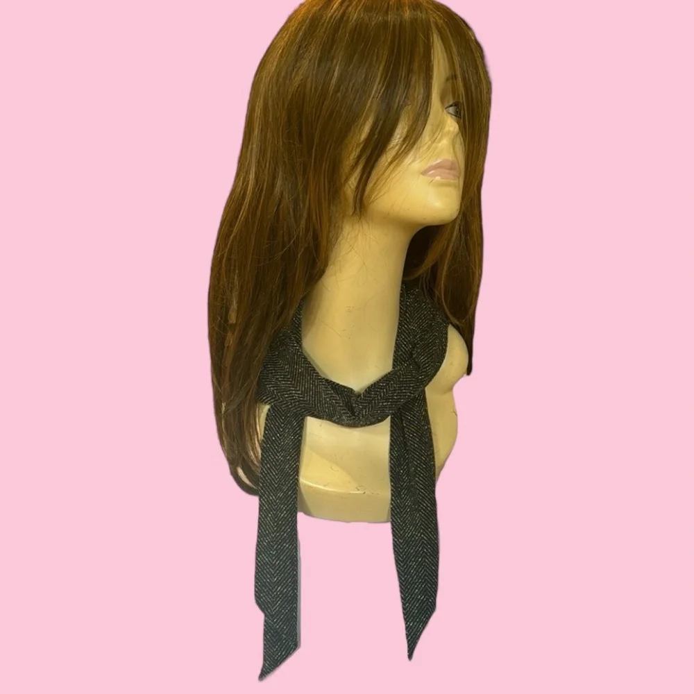 NWT ZARA BLACK SILVER‎ METALLIC SKINNY SCARF